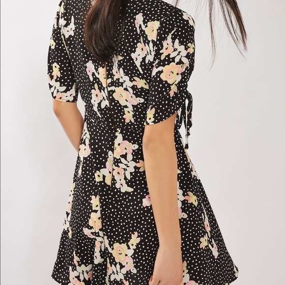 Topshop Spot Floral Tie Tea Dress - Picture 2 of 15